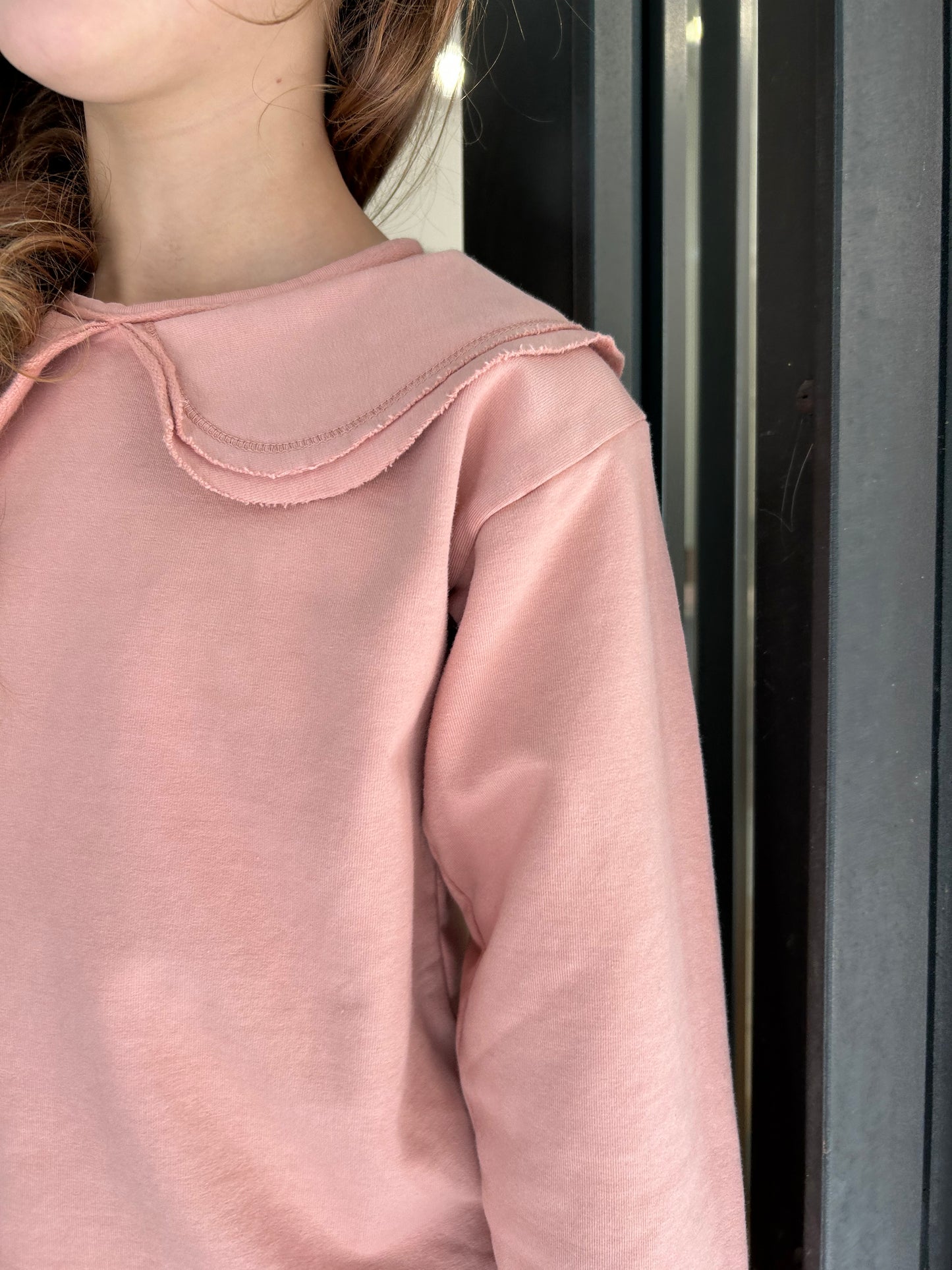 Marsala rose collar sweatshirt