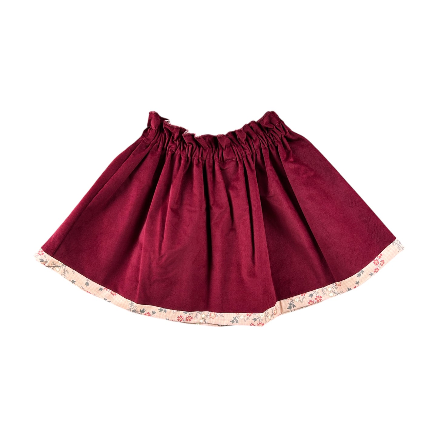 Gonna bambina velluto bordeaux giro quadro 