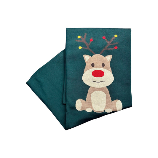 Coperta renna Natale neonato lana 