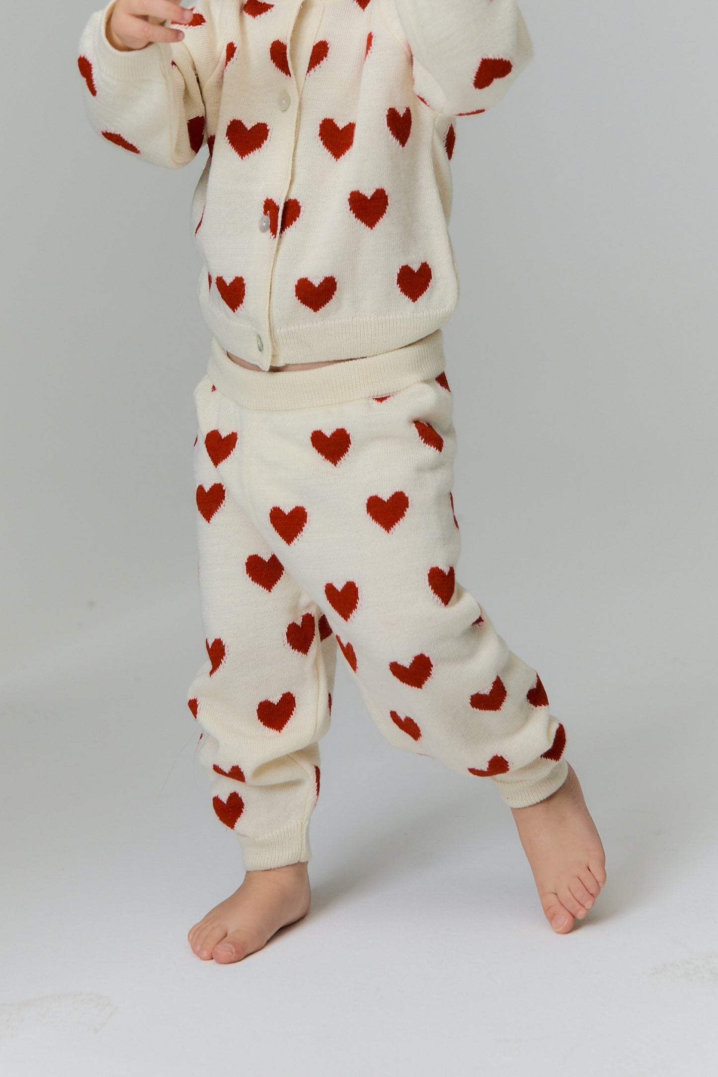 Completo Cardigan e Pantaloni baby Fuji cuori