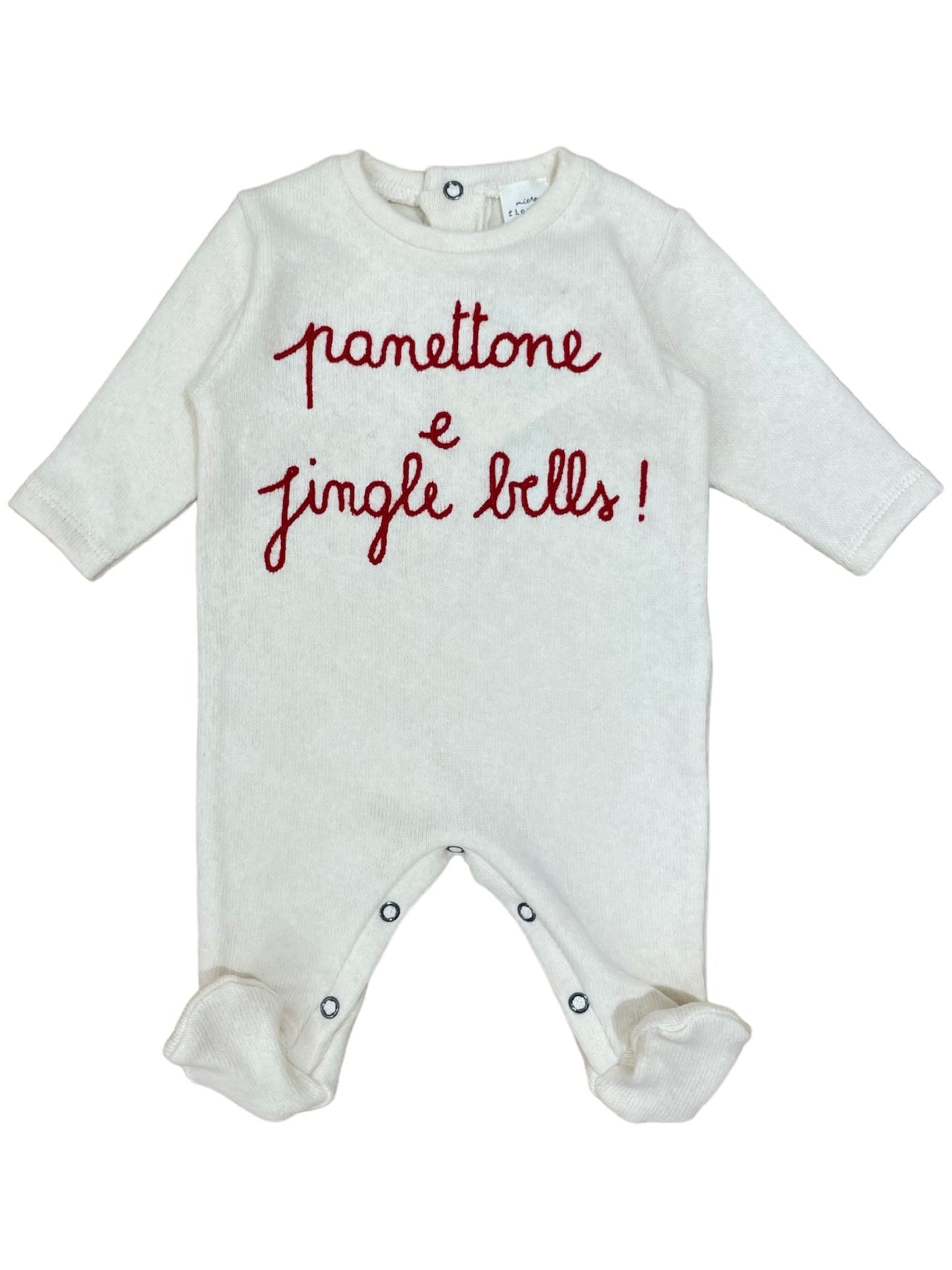 Cream onesie with “Panettone and Jingle Bells” embroidery