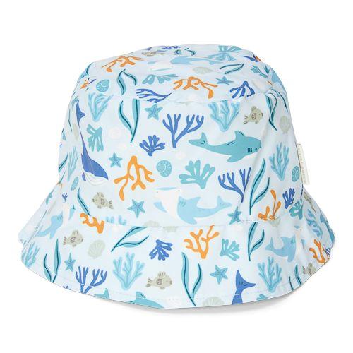 Honey Stripes/Ocean Dream Blue reversible hat