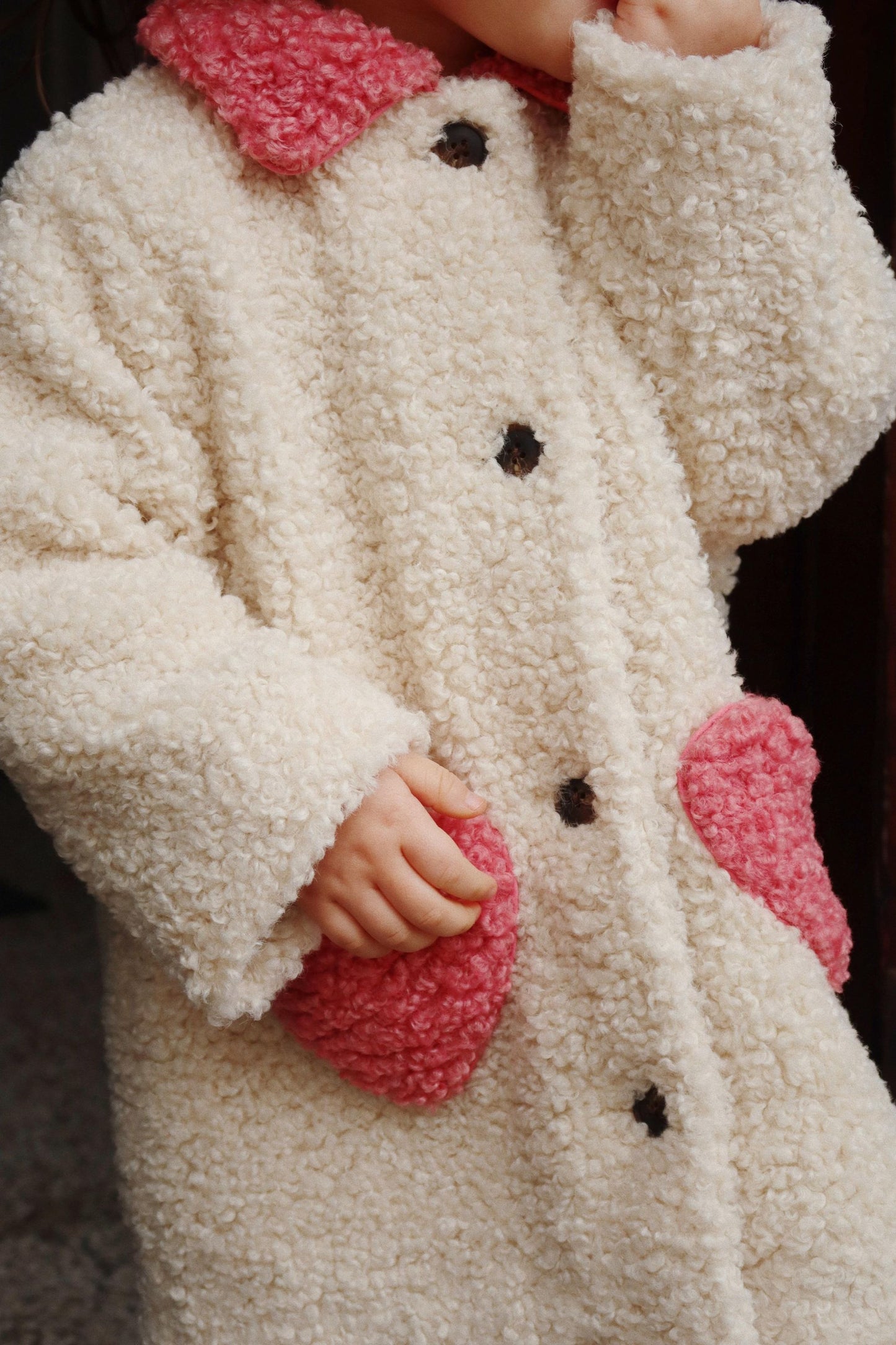 Cappotto teddy Calin, tasche cuori