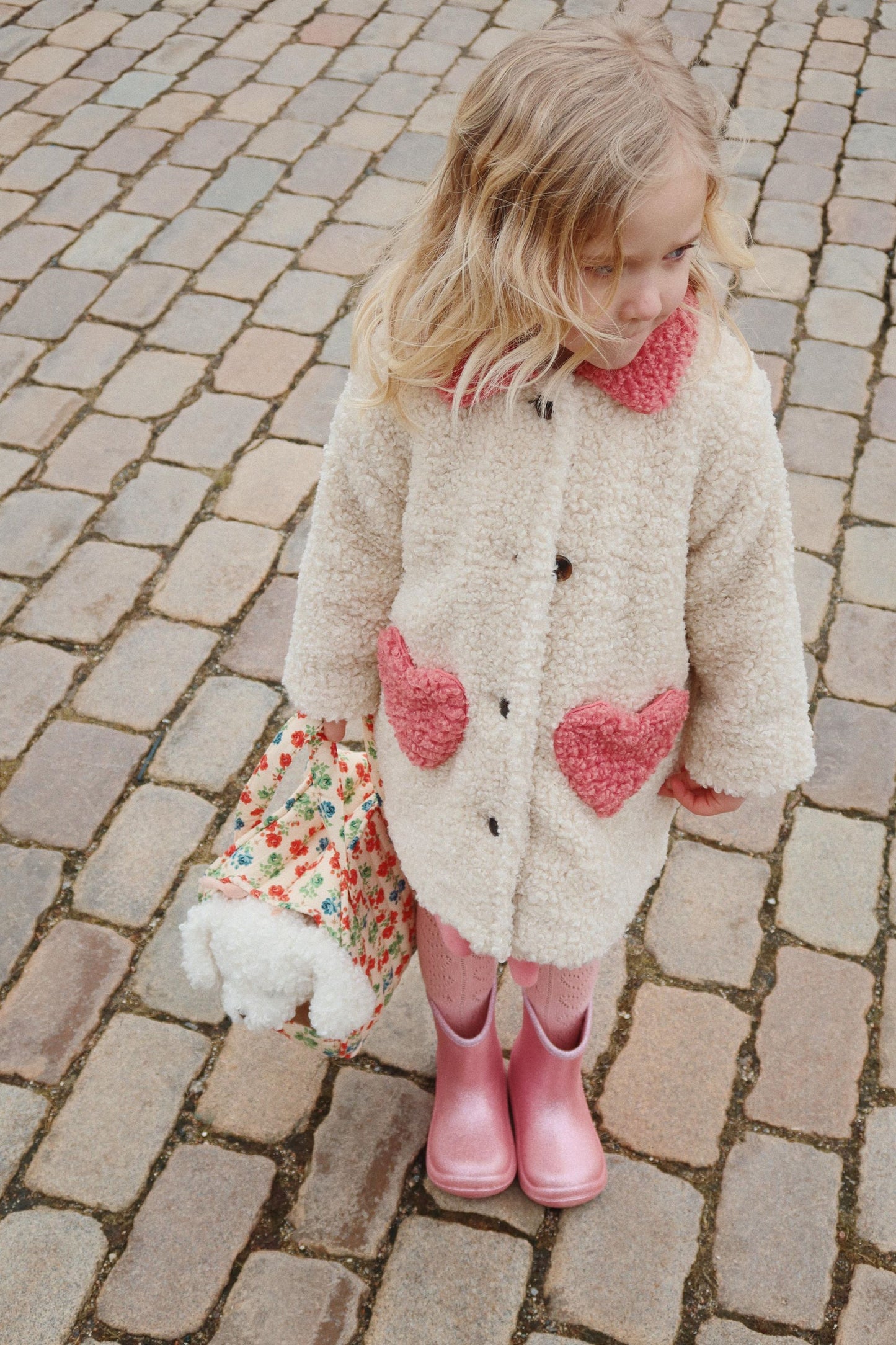 Cappotto teddy Calin, tasche cuori