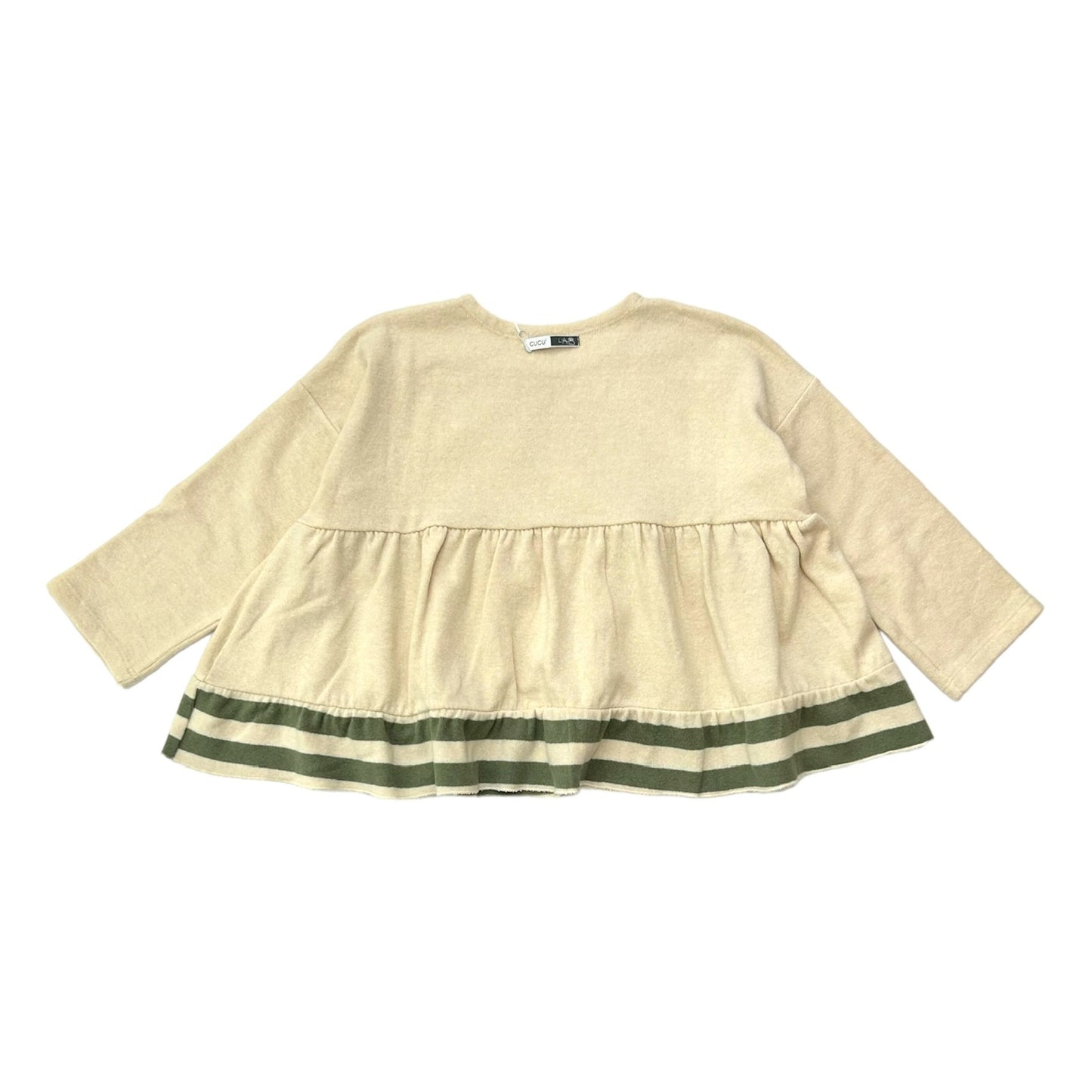 Flared chalk/sage stripe sweatshirt