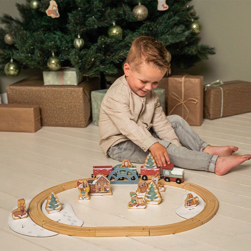 Pista del treno di Natale in legno