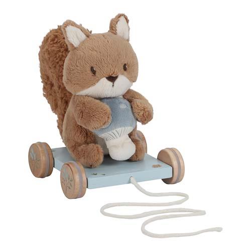 Peluches scoiattolo con base trainabile in legno