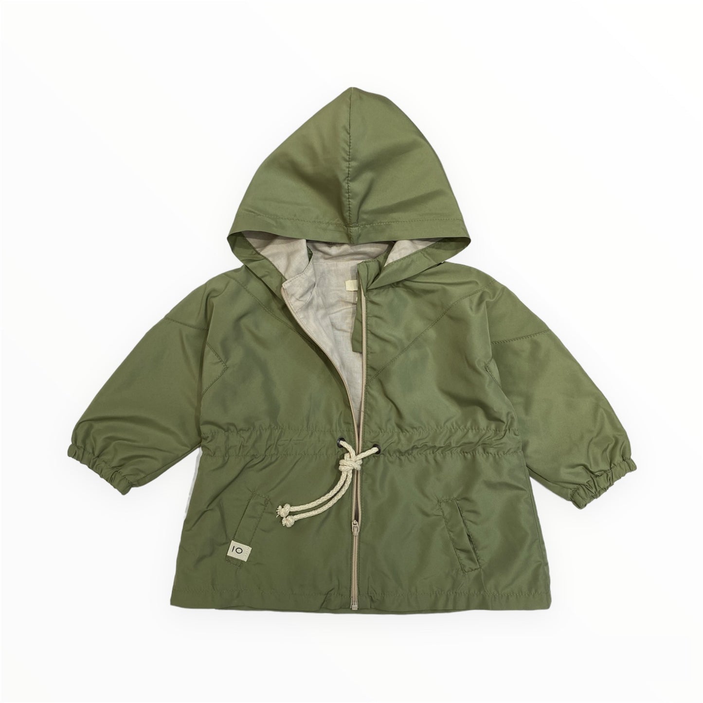 Parka in olive green microfibre