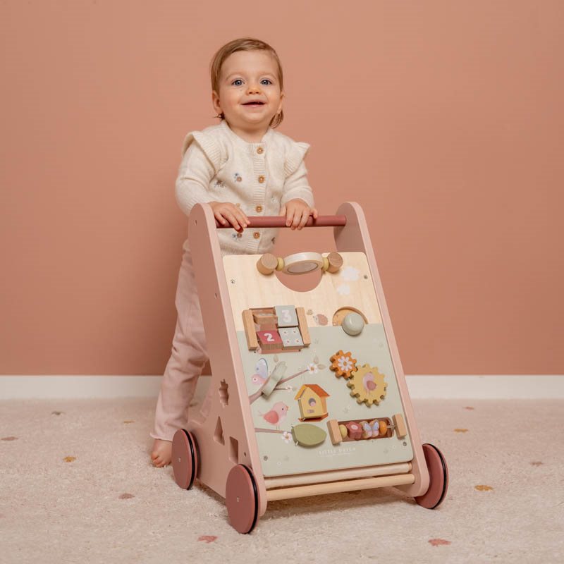 Flower&amp;Butterfly multi-activity wooden first steps trolley