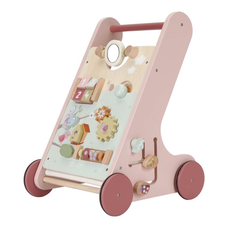 Flower&amp;Butterfly multi-activity wooden first steps trolley