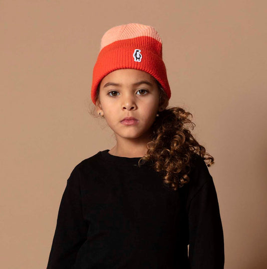 King Kuala two-tone knit hat, pink and coral